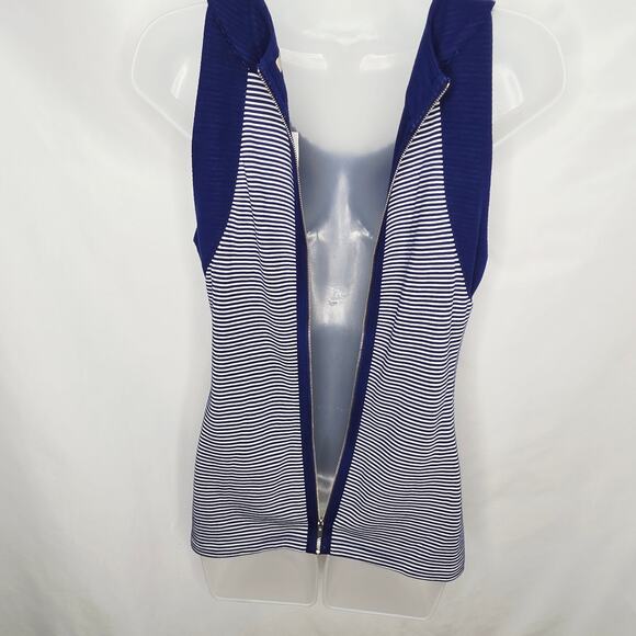 Banana Republic Navy Blue & White Striped Zipper on the Back Tank Top Size 6 New - Picture 10 of 10